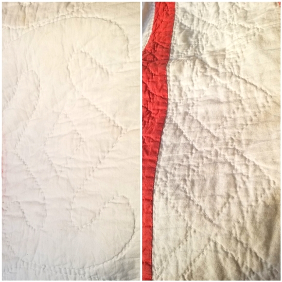 8 x 10 vtg QUILT entirely hand stitched ROSE WREATH cross stitch - Picture 3 of 5